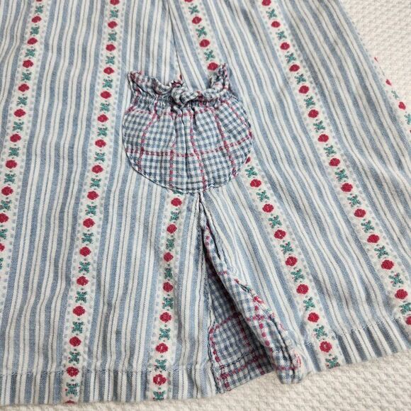 Vintage 90s Esprit Baby Denim Blue Jean Dress 12 mo Flowers - Picture 2 of 7